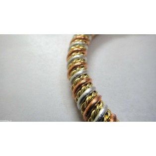 PLAIN Copper & Brass Twisted Braid Cuff Bracelet Wristlet Wristband - 7 mm Thick